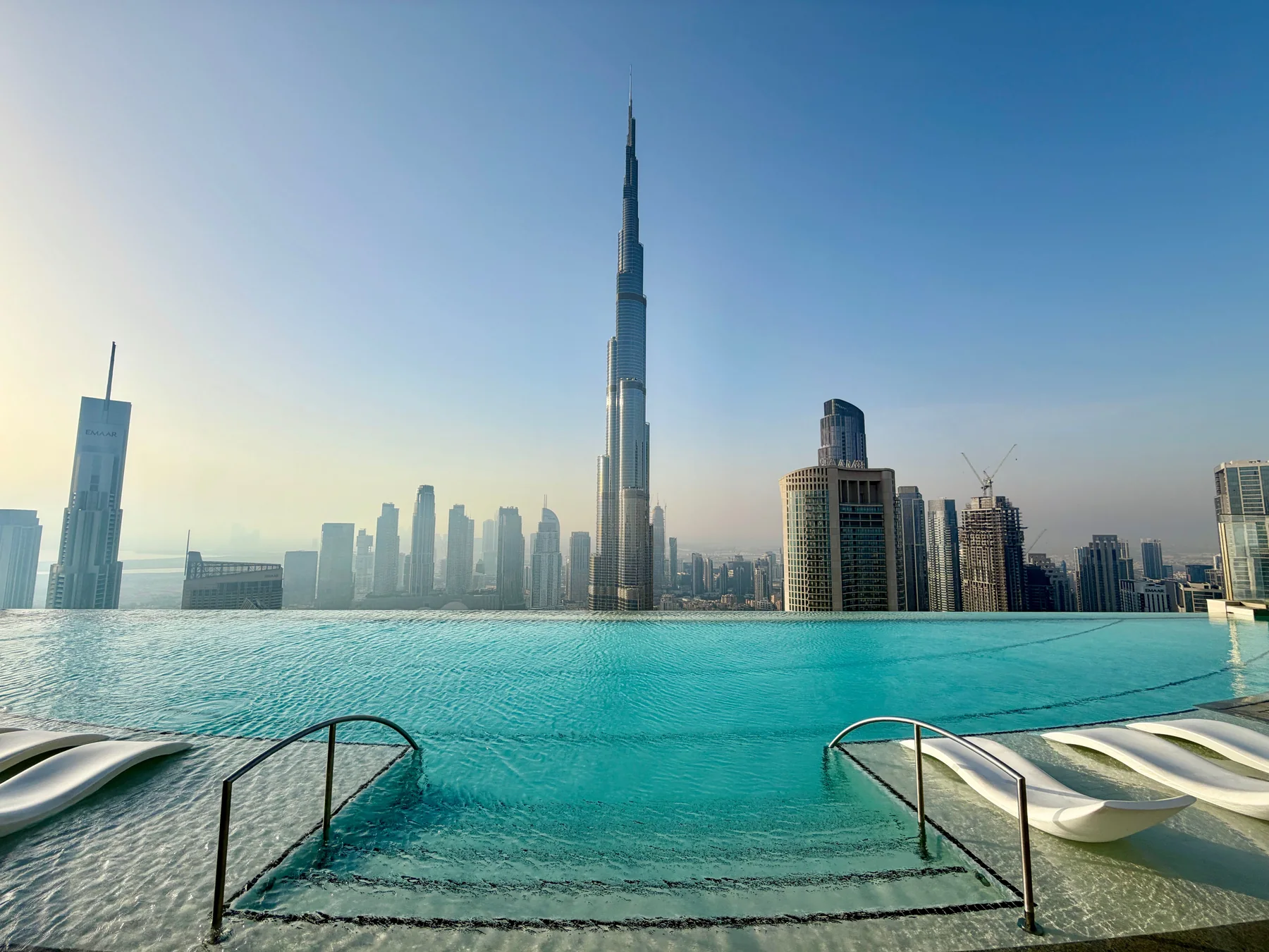 Infinity pool overlooking the Dubai skyline